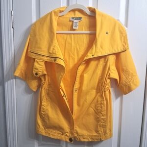 Route 66 Butter Yellow Jacket Zip Up Windbreaker 100% Cotton Size M